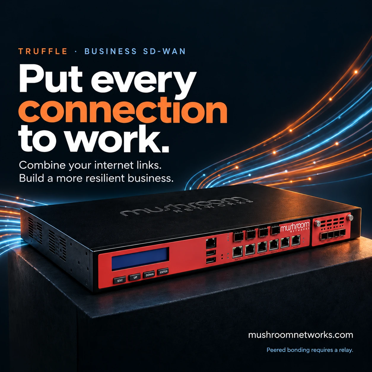 Truffle broadband bonding campaign illustration with multiple connection paths