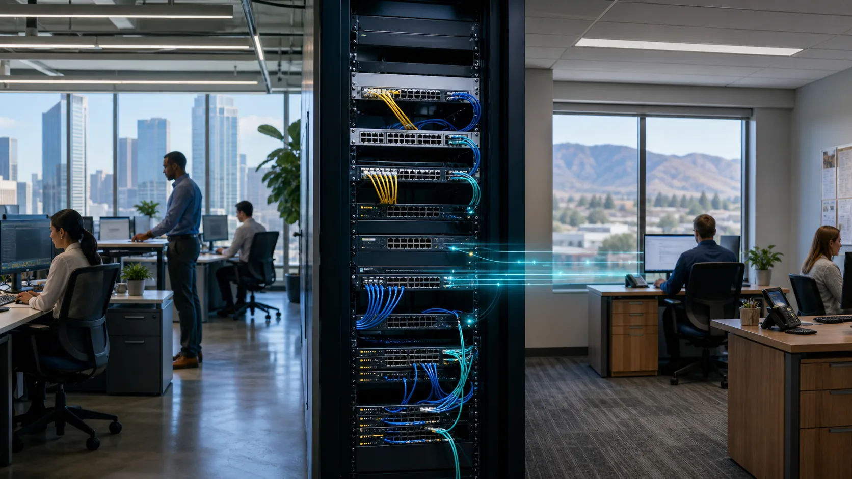 Headquarters and branch office connected through a secure VLL network